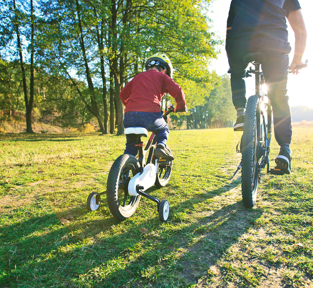 Father and son on bike ride