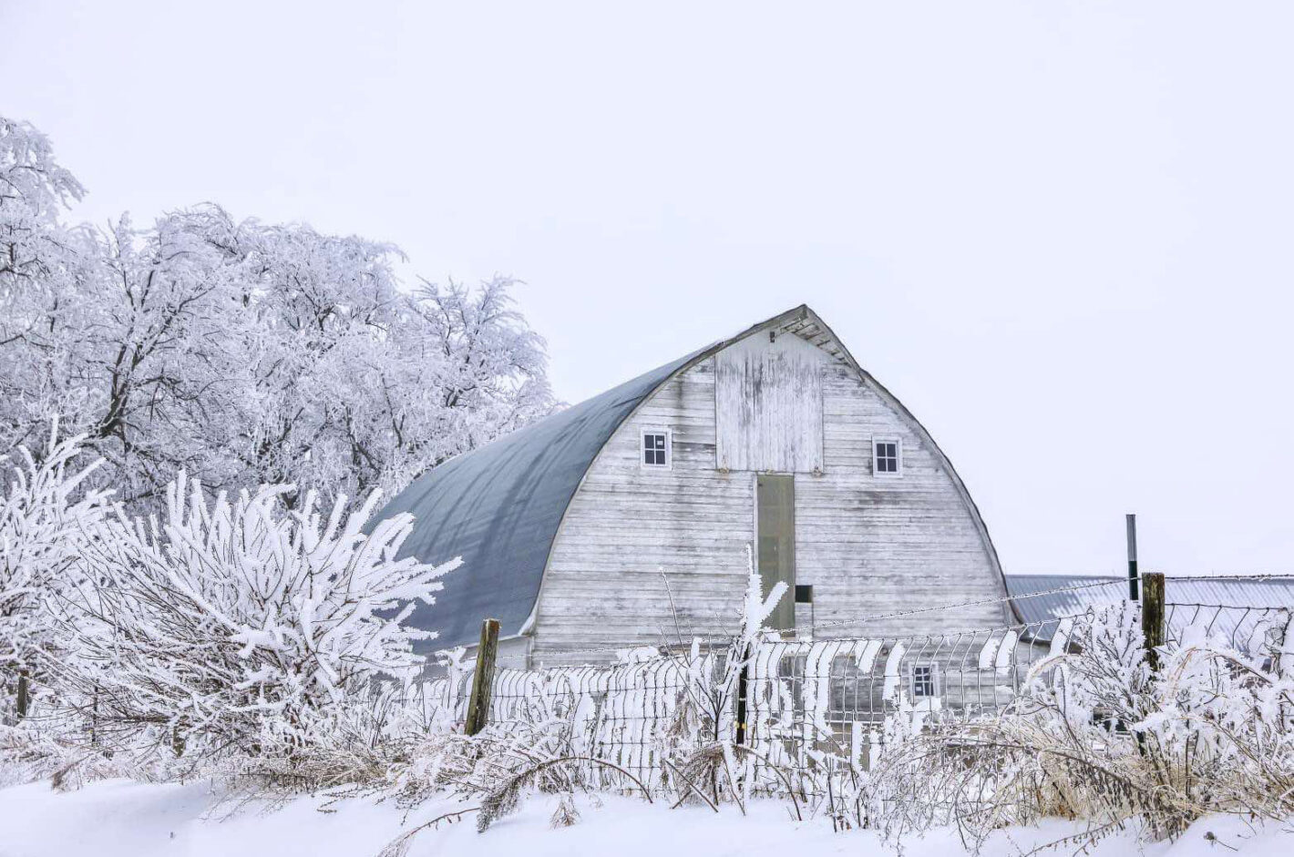 Snowy White Barn